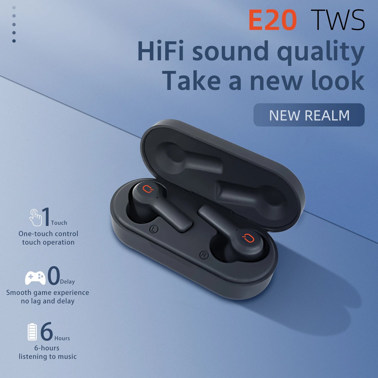 Original QERE E20 TWS Wireless Earbuds – Hi-Fi Sound, Built-In Mic & Waterproof Sport Headset