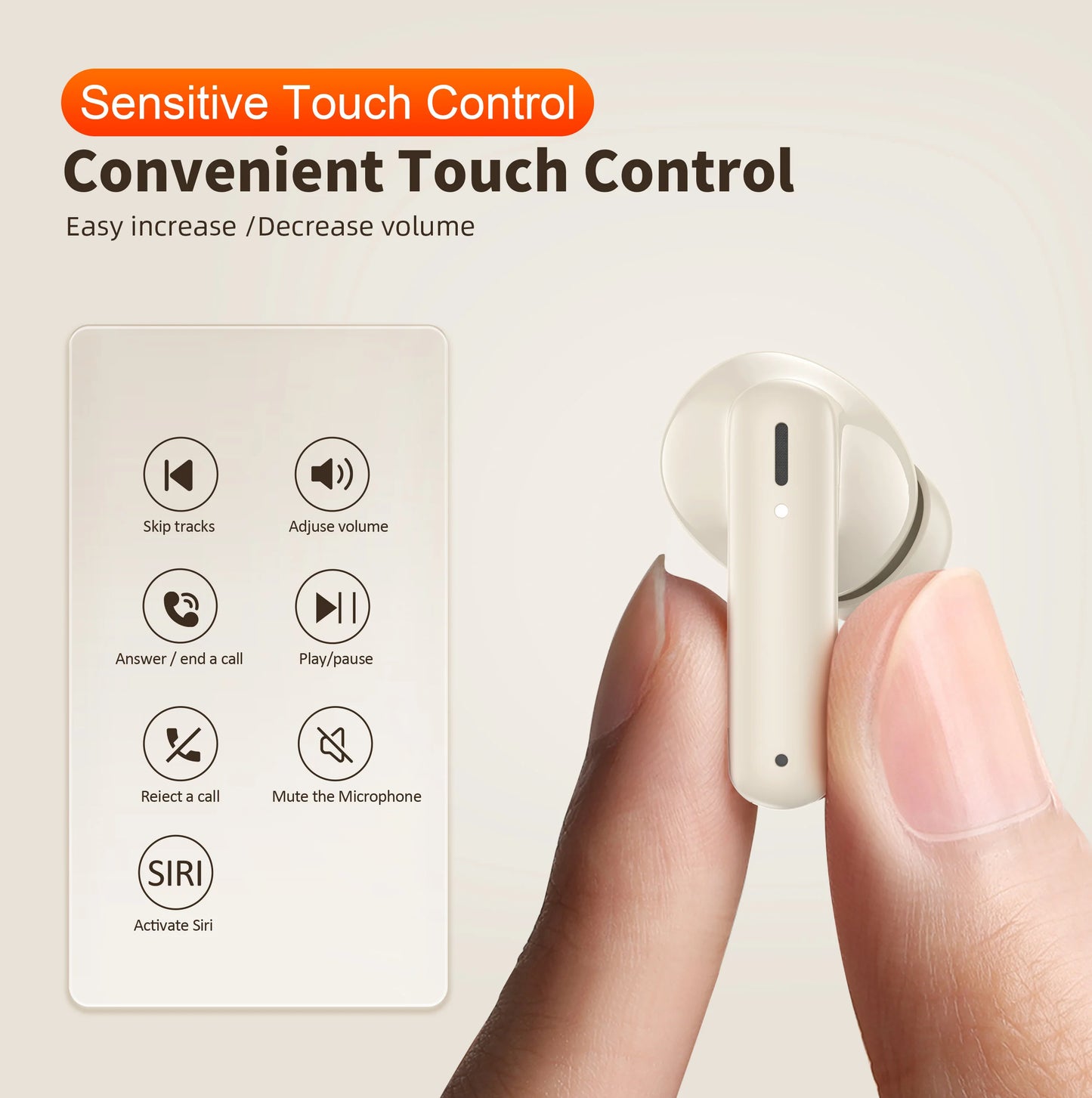 QERE E38 TWS Wireless Earbuds – Bluetooth 5.3, Hi-Fi Sound, Quad Mic ENC, Low-Latency Gaming