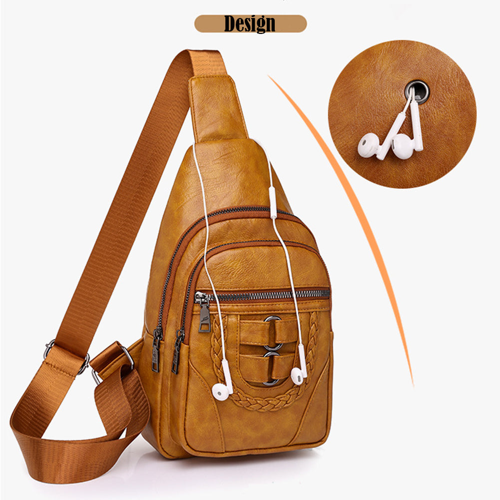 Men's And Women's Retro Leather Crossbody Bag Chest Bag