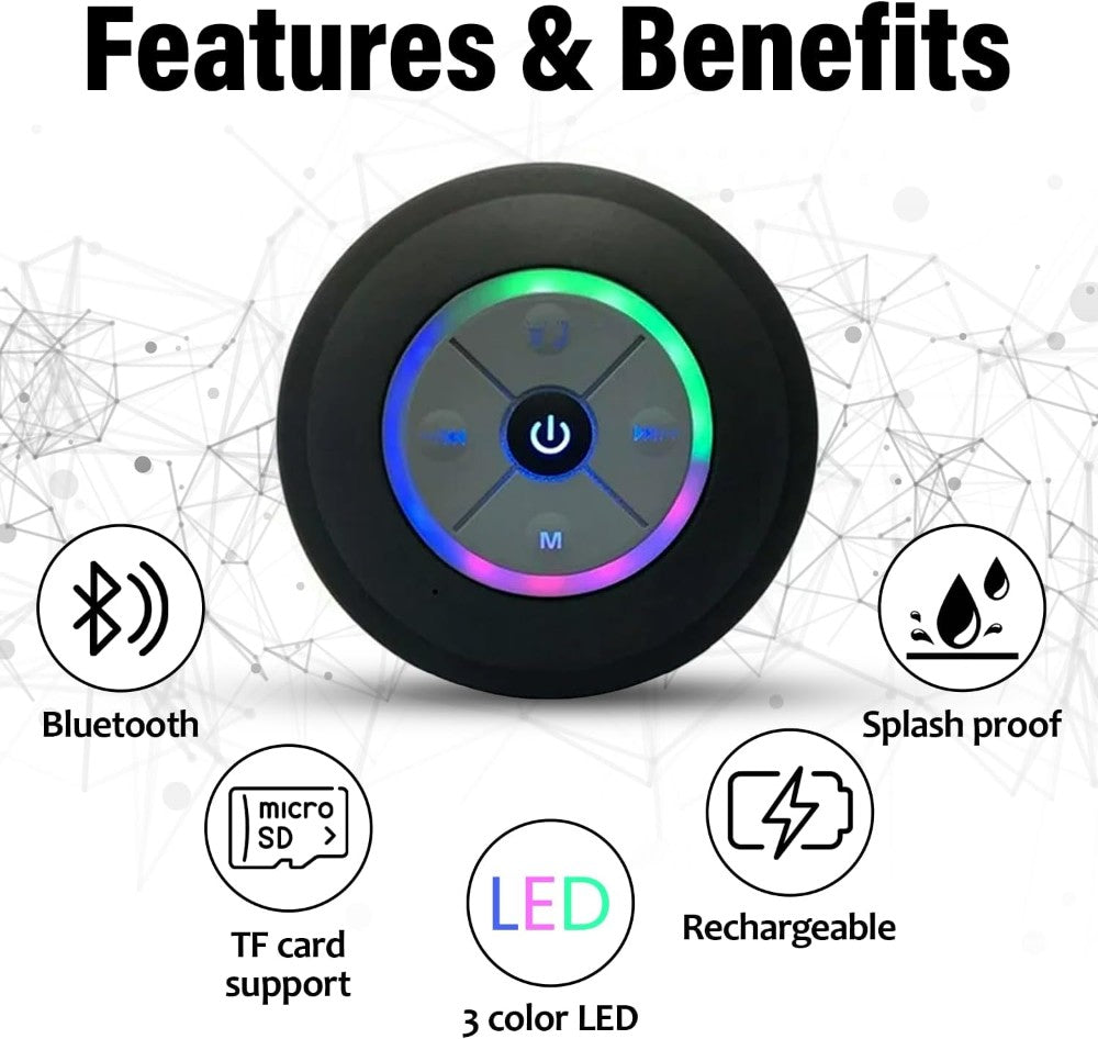 Wireless Bathroom Speaker with Suction Cup – Waterproof, USB Rechargeable