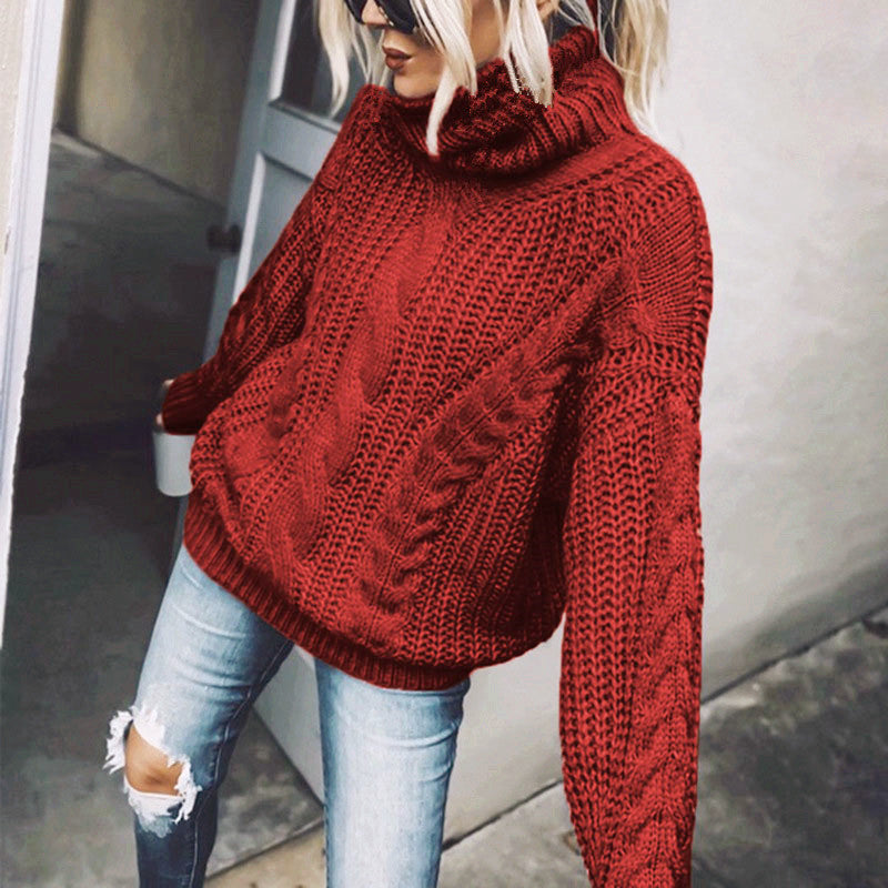 Women’s Cable Knit Turtleneck Sweater – Classic Long Sleeve Winter Knitwear