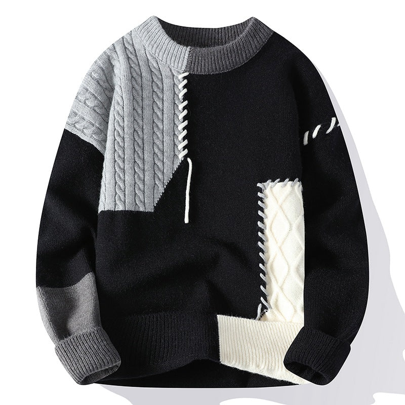 Men’s Colorblock Knit Pullover Sweater – Winter Fashion