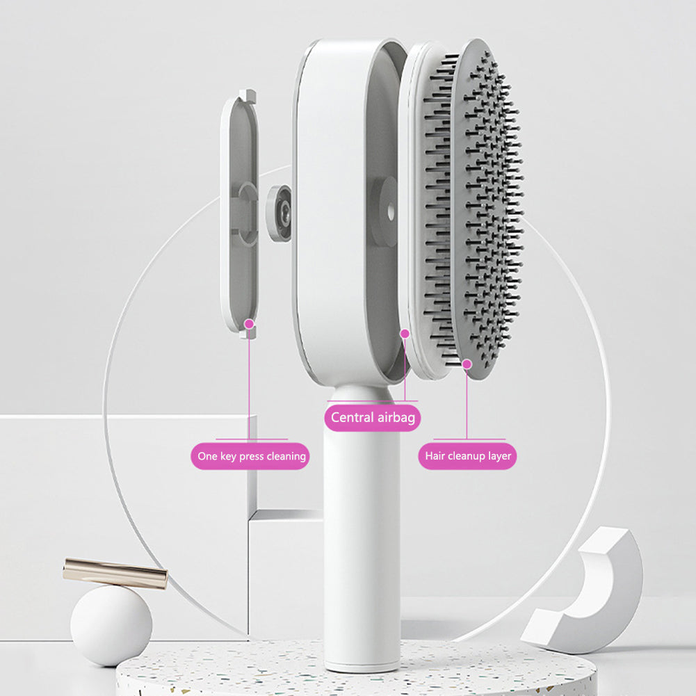 Self-Cleaning Hair Brush for Women – Anti-Static Scalp Massage Comb