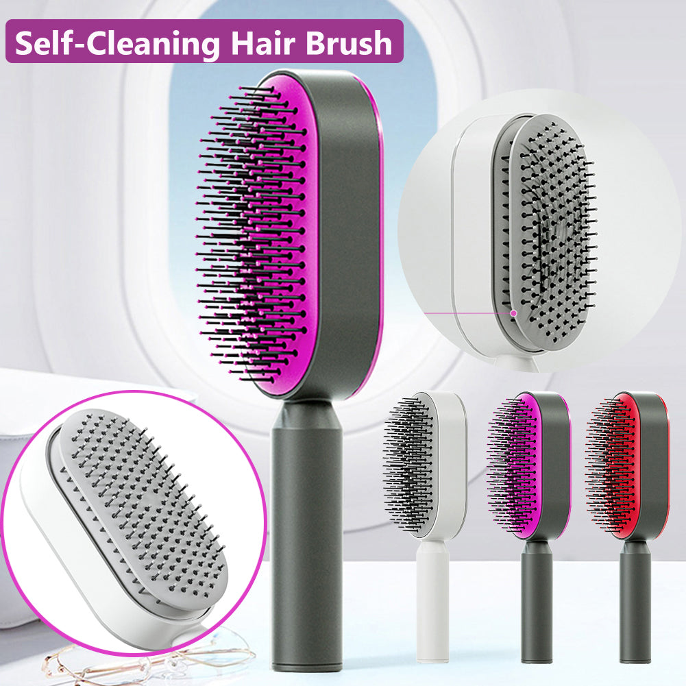Self-Cleaning Hair Brush for Women – Anti-Static Scalp Massage Comb