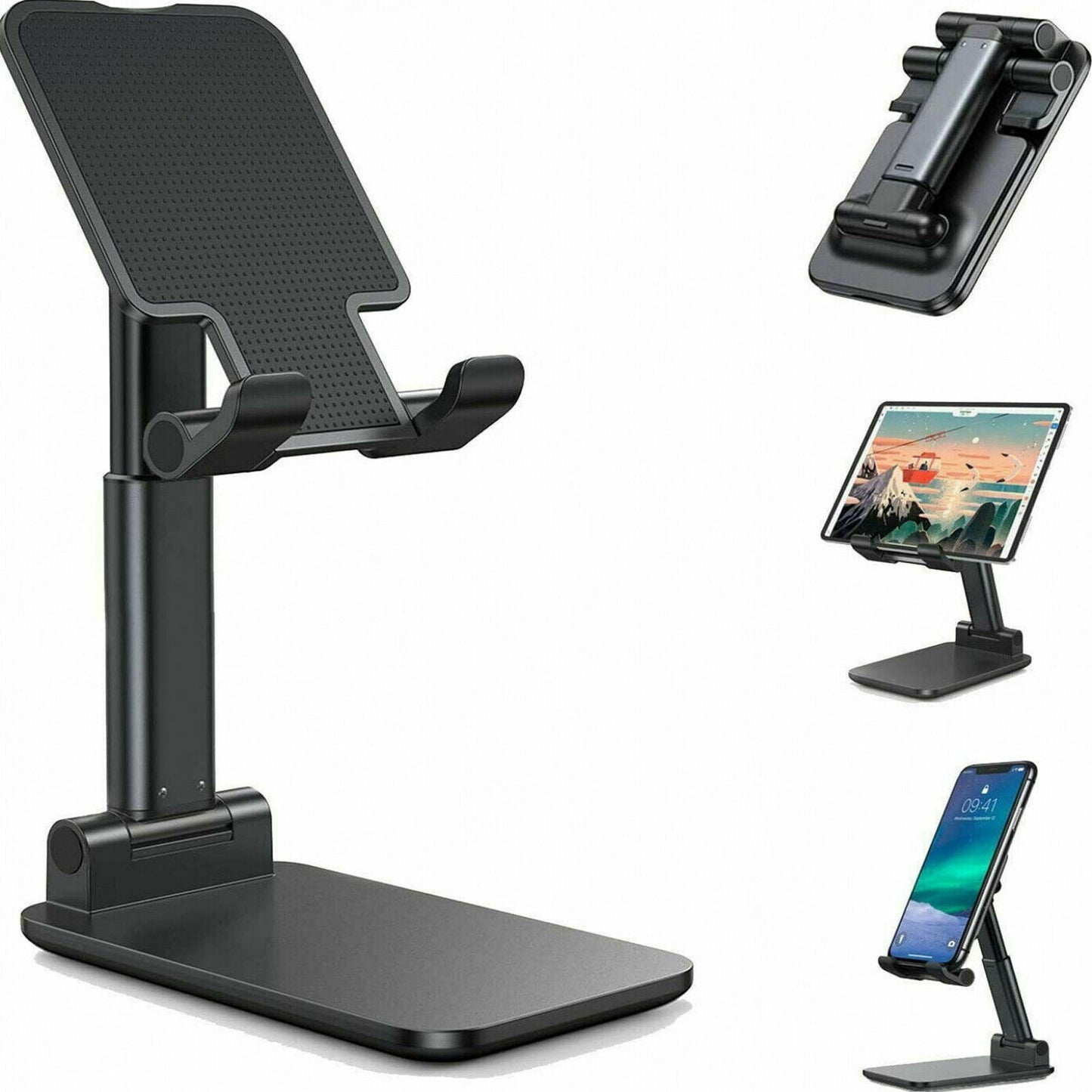 Adjustable Foldable Phone & Tablet Stand – Desktop Desk Holder for Smartphones and Tablets