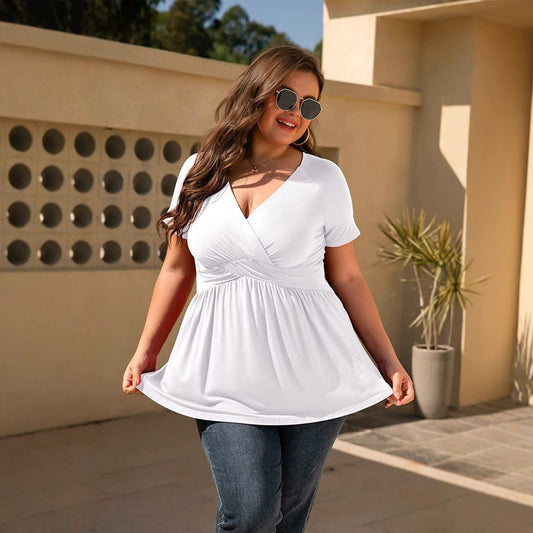 Women’s Plus Size V-Neck T-Shirt – Comfortable Casual Top