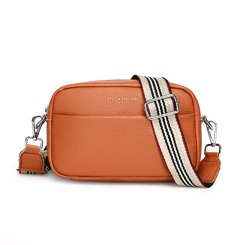 Women’s Genuine Leather Shoulder Messenger Bag – Simple Small Square Crossbody