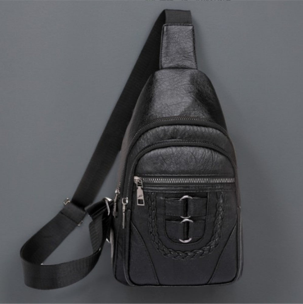 Men's And Women's Retro Leather Crossbody Bag Chest Bag
