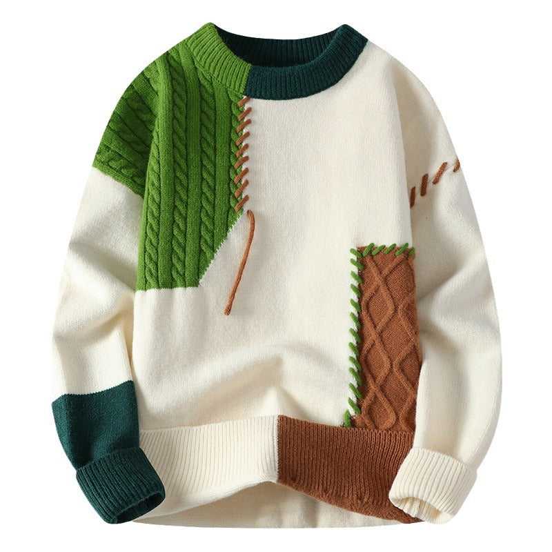 Men’s Colorblock Knit Pullover Sweater – Winter Fashion