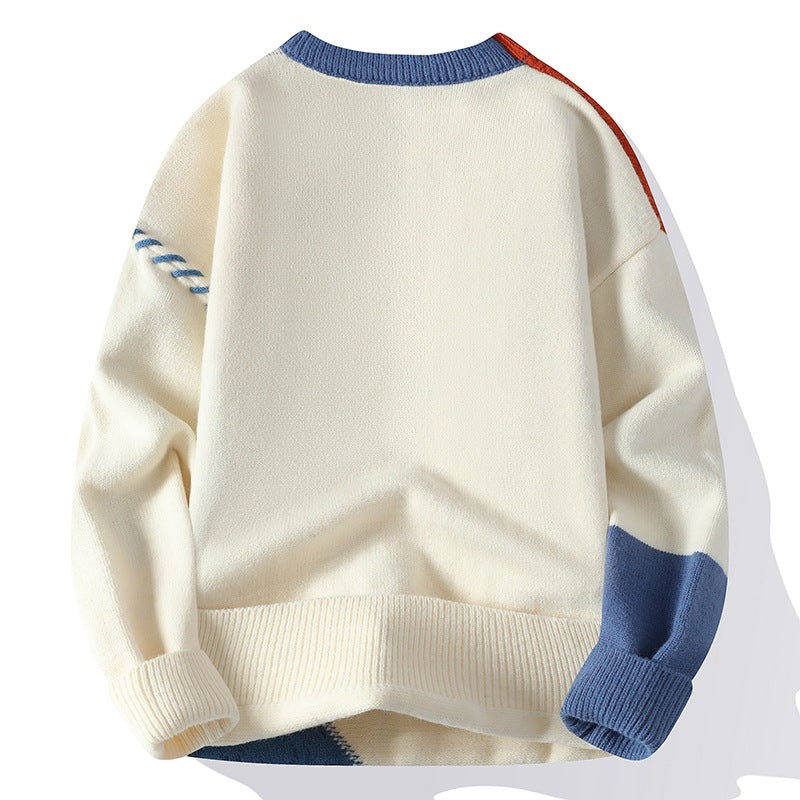 Men’s Colorblock Knit Pullover Sweater – Winter Fashion